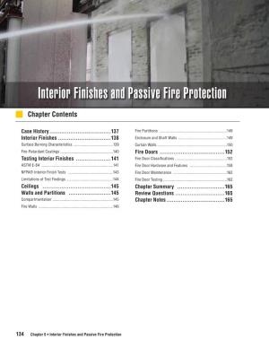 Interior Finishes and Passive Fire Protection