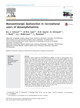 Monoaminergic Dysfunction in Recreational Users of Dexamphetamine