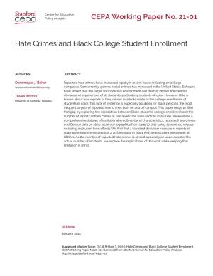 Hate Crimes and Black College Student Enrollment