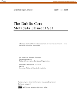 The Dublin Core Metadata Element Set