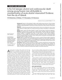 Is the Link Between Alcohol and Cardiovascular Death Among Young Russian Men Attributable to Misclassification of Acute Alcohol