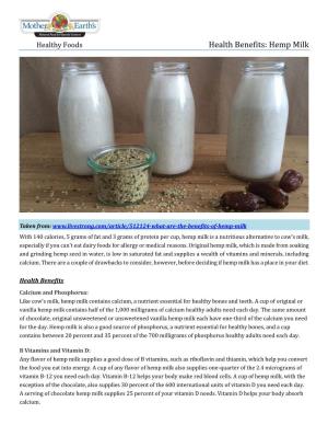 Health Benefits: Hemp Milk