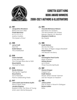 Coretta Scott King Book Award Winners 2000-2021 Authors