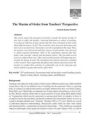 The Maxim of Order from Teachers' Perspective