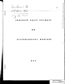 Proposed Basic Estimate on Psychological Warfare O.S.S. Aug