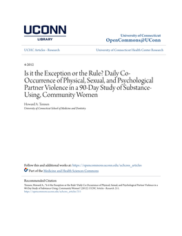 Daily Co-Occurrence of Physical, Sexual, and Psychological Partner Violence in a 90-Day Study of Substance-Using, Community Women" (2012)