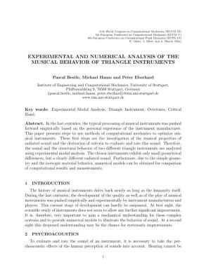 Experimental and Numerical Analysis of the Musical Behavior of Triangle Instruments