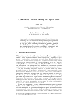 Continuous Domain Theory in Logical Form