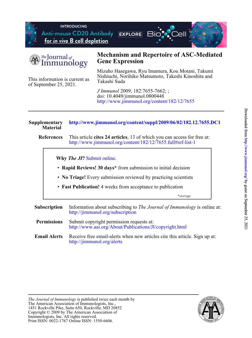 Gene Expression Mechanism and Repertoire of ASC-Mediated