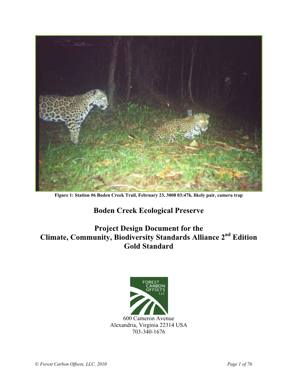 Boden Creek Ecological Preserve Project Design Document for The