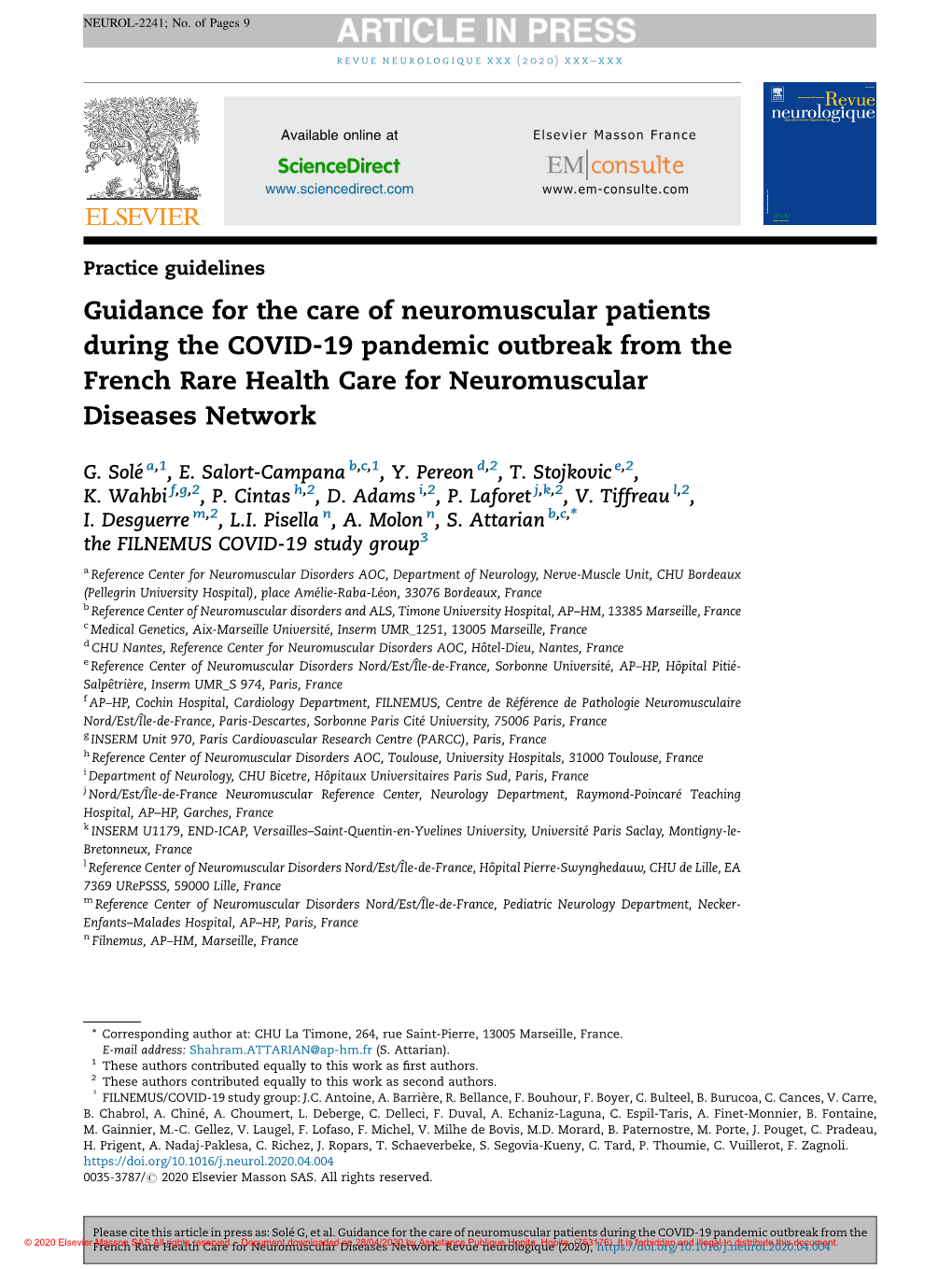 Guidance for the Care of Neuromuscular Patients