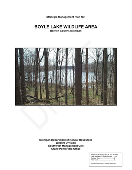 BOYLE LAKE WILDLIFE AREA Berrien County, Michigan