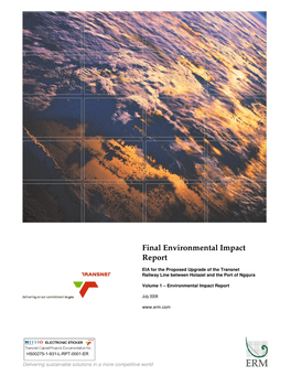 Final Environmental Impact Report: EIA for the Proposed Upgrade of the Transnet Railway Line Between Hotazel and the Port of Ngqura