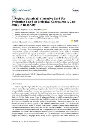 A Regional Sustainable Intensive Land Use Evaluation Based on Ecological Constraints: a Case Study in Jinan City