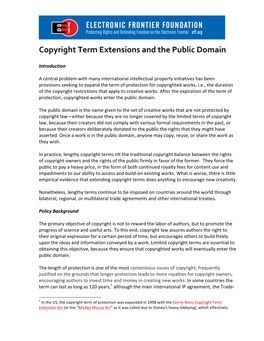 Copyright Term Extensions and the Public Domain