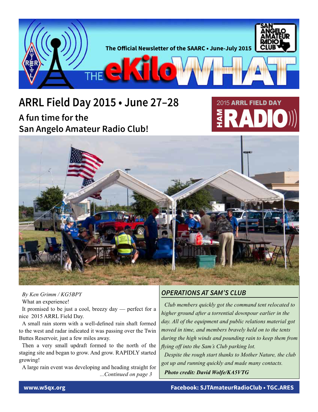 ARRL Field Day 2015 • June 27–28 a Fun Time for the San Angelo Amateur Radio Club!