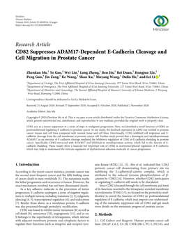 CD82 Suppresses ADAM17-Dependent E-Cadherin Cleavage and Cell Migration in Prostate Cancer