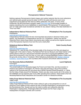 National Treasures in PA Backgrounder.Pdf