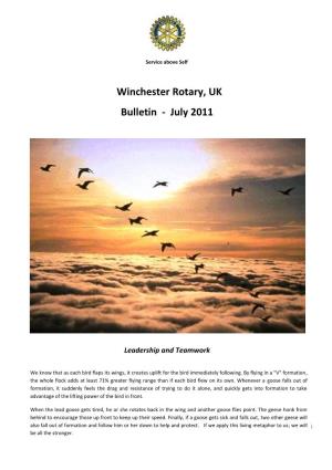 Winchester Rotary, UK Bulletin - July 2011