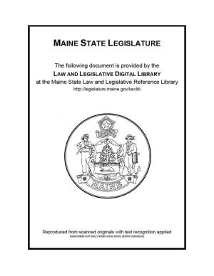 STATE of MAINE EXECUTIVE DEPARTMENT STATE PLANNIJ'\G OFFICE 38 STATE HOUSE STATION AUGUSTA, MAINE 043 3 3-003Fi ANGUS S