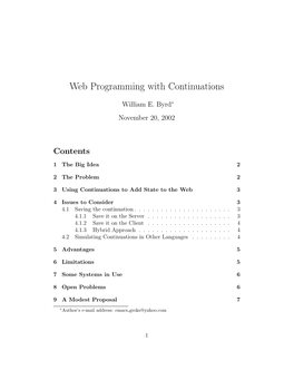 Web Programming with Continuations