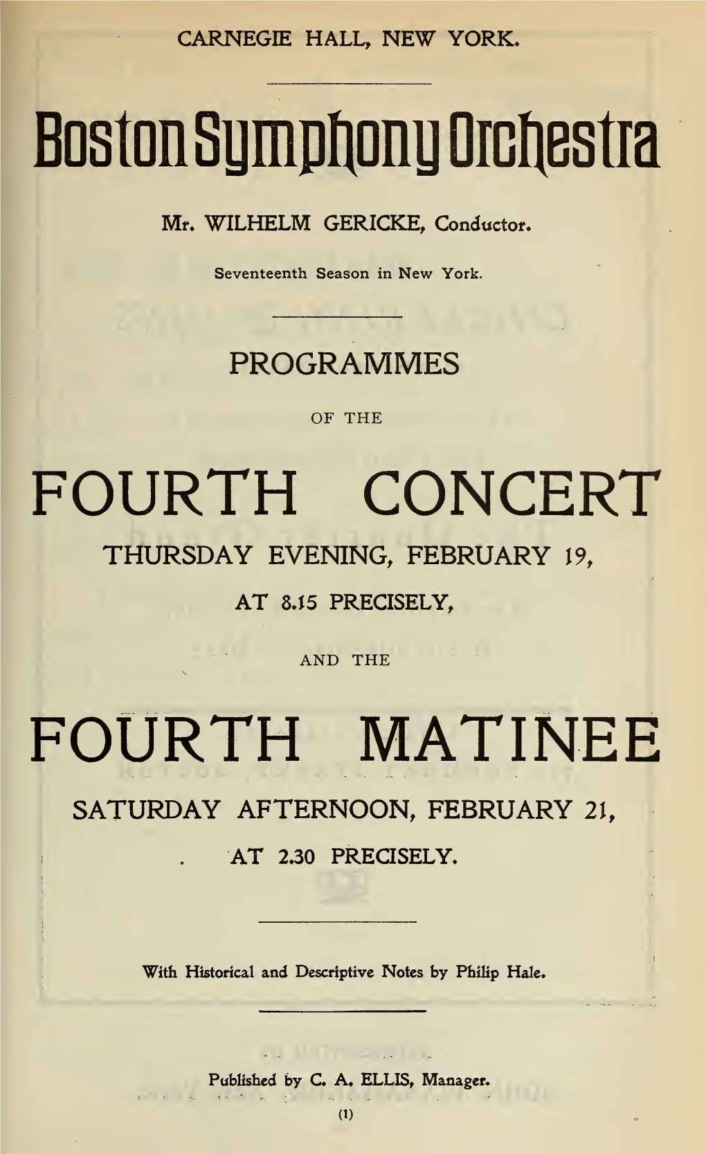 Boston Symphony Orchestra Concert Programs, Season 22,1902-1903, Trip