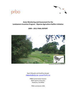Avian Monitoring and Assessment for the Landowner Incentive Program