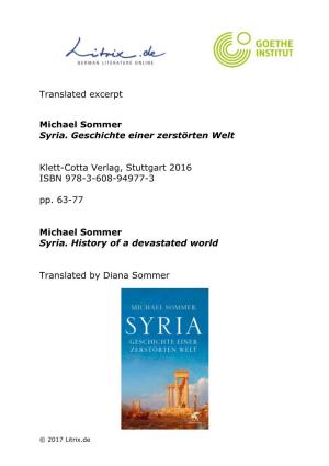 Translated Excerpt Michael Sommer Syria. Geschichte Einer Zerstörten