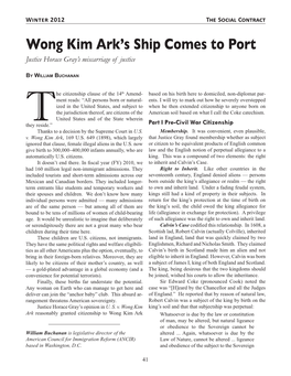 Wong Kim Ark's Ship Comes to Port