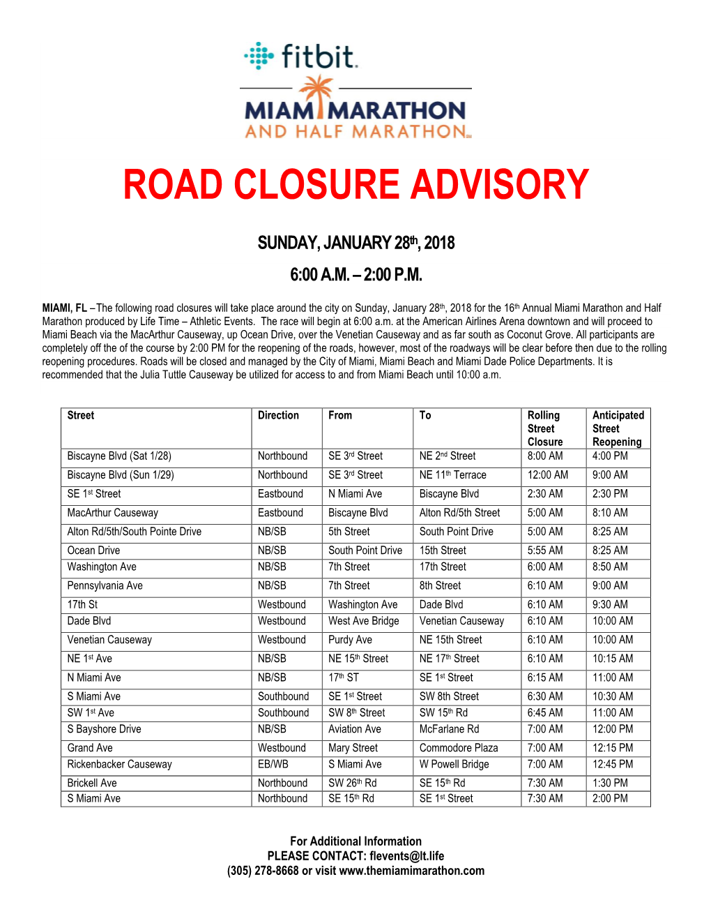 Road Closure Advisory