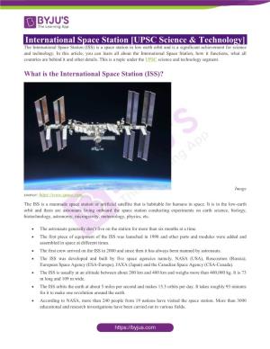 International Space Station [UPSC Science & Technology]
