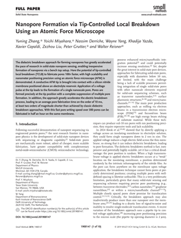 Nanopore Formation Via Tip-Controlled Local Breakdown Using an Atomic Force Microscope