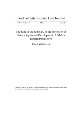 The Role of the Judiciary in the Protection of Human Rights and Development: a Middle Eastern Perspective