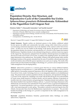 Population Density, Size Structure, and Reproductive Cycle Of