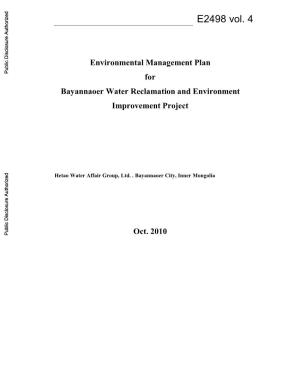 Environmental Management Plan For