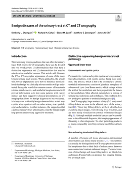 Benign Diseases of the Urinary Tract at CT and CT Urography