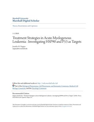 Treatment Strategies in Acute Myelogenous Leukemia : Investigating HSP90 and P53 As Targets Jennifer M