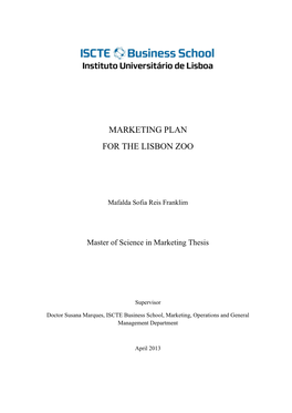 Marketing Plan for the Lisbon Zoo