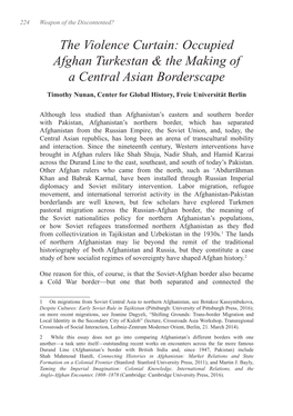 The Violence Curtain: Occupied Afghan Turkestan & the Making of a Central Asian Borderscape