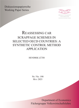Reassessing Car Scrappage Schemes in Selected Oecd Countries: a Synthetic Control Method Application