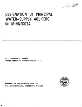 Designation of Principal Water-Supply Aquifers in Minnesota