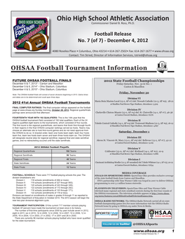 Ohio High School Athletic Association OHSAA Football Tournament
