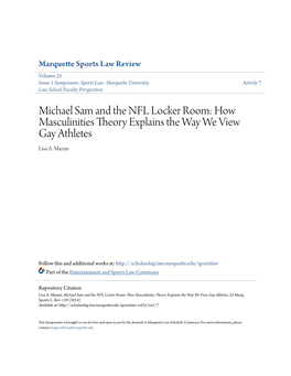 Michael Sam and the NFL Locker Room: How Masculinities Theory Explains the Way We View Gay Athletes Lisa A