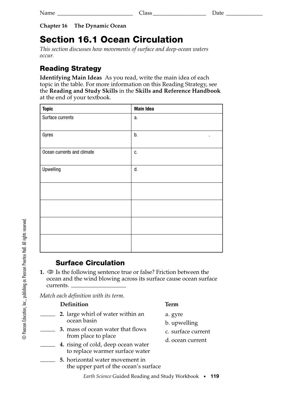 Section 16.1 Ocean Circulation This Section Discusses How Movements of Surface and Deep-Ocean Waters Occur