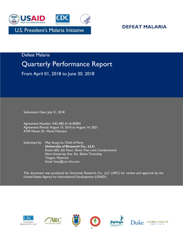 Quarterly Performance Report from April 01, 2018 to June 30, 2018