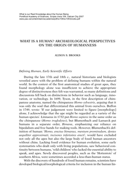 Archaeological Perspectives on the Origin of Humanness