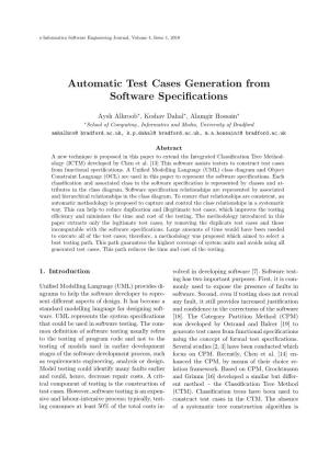 Automatic Test Cases Generation from Software Specifications