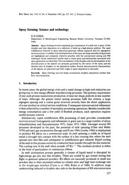 Spray Forming: Science and Technology