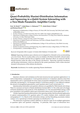 Quasi-Probability Husimi-Distribution Information and Squeezing in a Qubit System Interacting with a Two-Mode Parametric Ampliﬁer Cavity