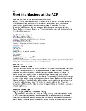 Meet the Masters at the ACP